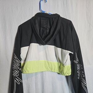 PINK Victoria's Secret Black and White Bomber with Neon Yellow